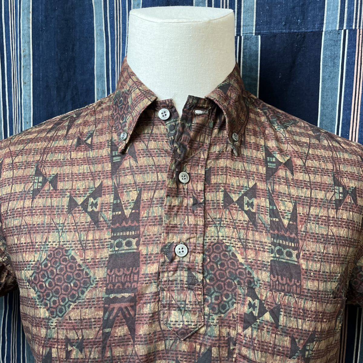 50s 60s towntopic batik pullover shirt usa 50年代 60年代 バティック アフリカンバティック エスニック 民族柄 カバナシャツ 総柄