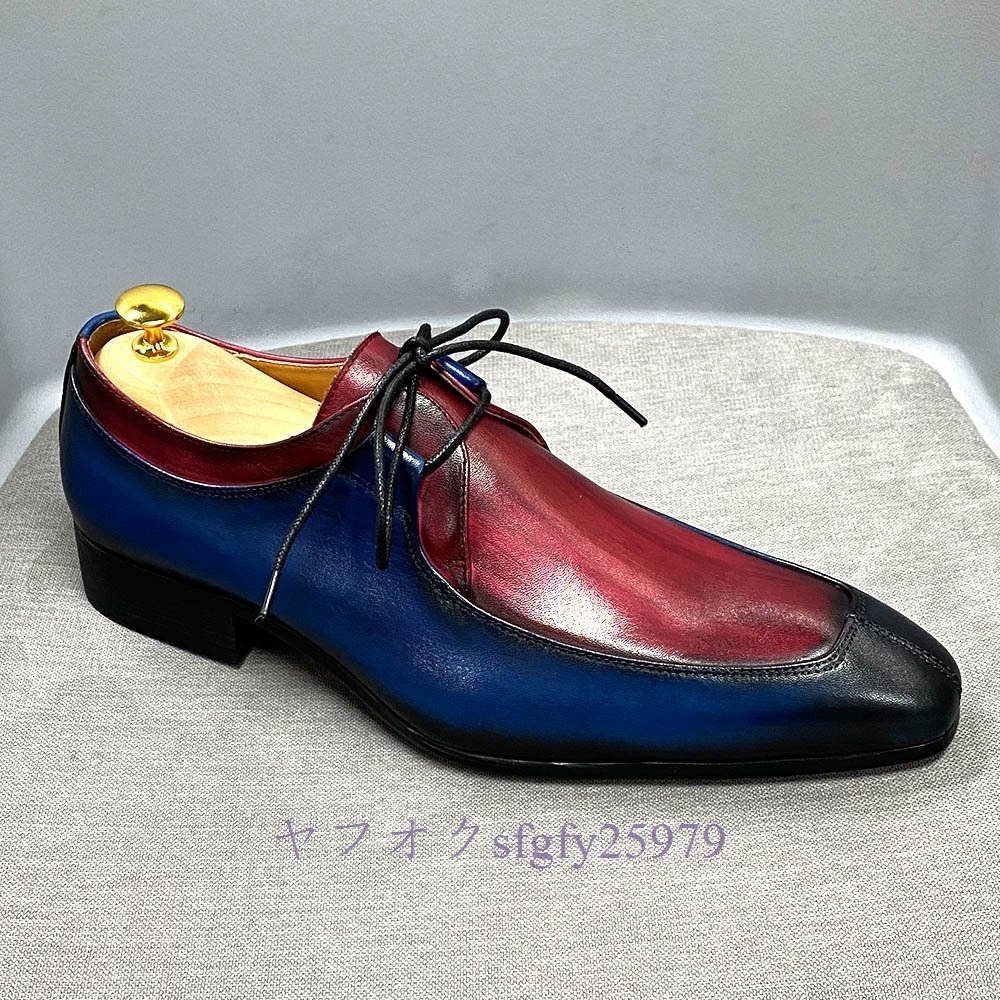 A341F* новый товар прекрасное качество кожа обувь распределение цвета переключатель дизайн . рука ограничение джентльмен бизнес обувь телячья кожа кожа обувь мужской редкий голубой + красный A