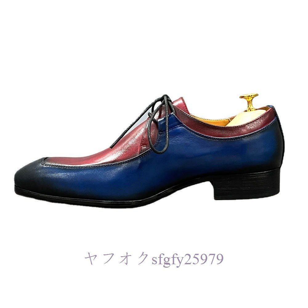 A341F* новый товар прекрасное качество кожа обувь распределение цвета переключатель дизайн . рука ограничение джентльмен бизнес обувь телячья кожа кожа обувь мужской редкий голубой + красный A