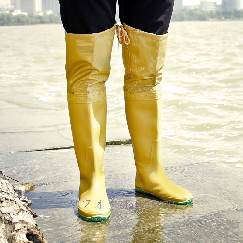 new goods popular long height rain shoes rain boots men's boots waterproof rain. day outdoor work shoes fishing E