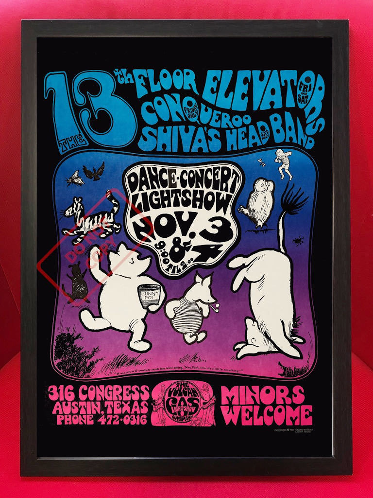  постер *1967 год [... Pooh ]13th Floor Elevators концерт * носорог ke/ja лак *jo пудинг /jimi* ручной liks/hipi-