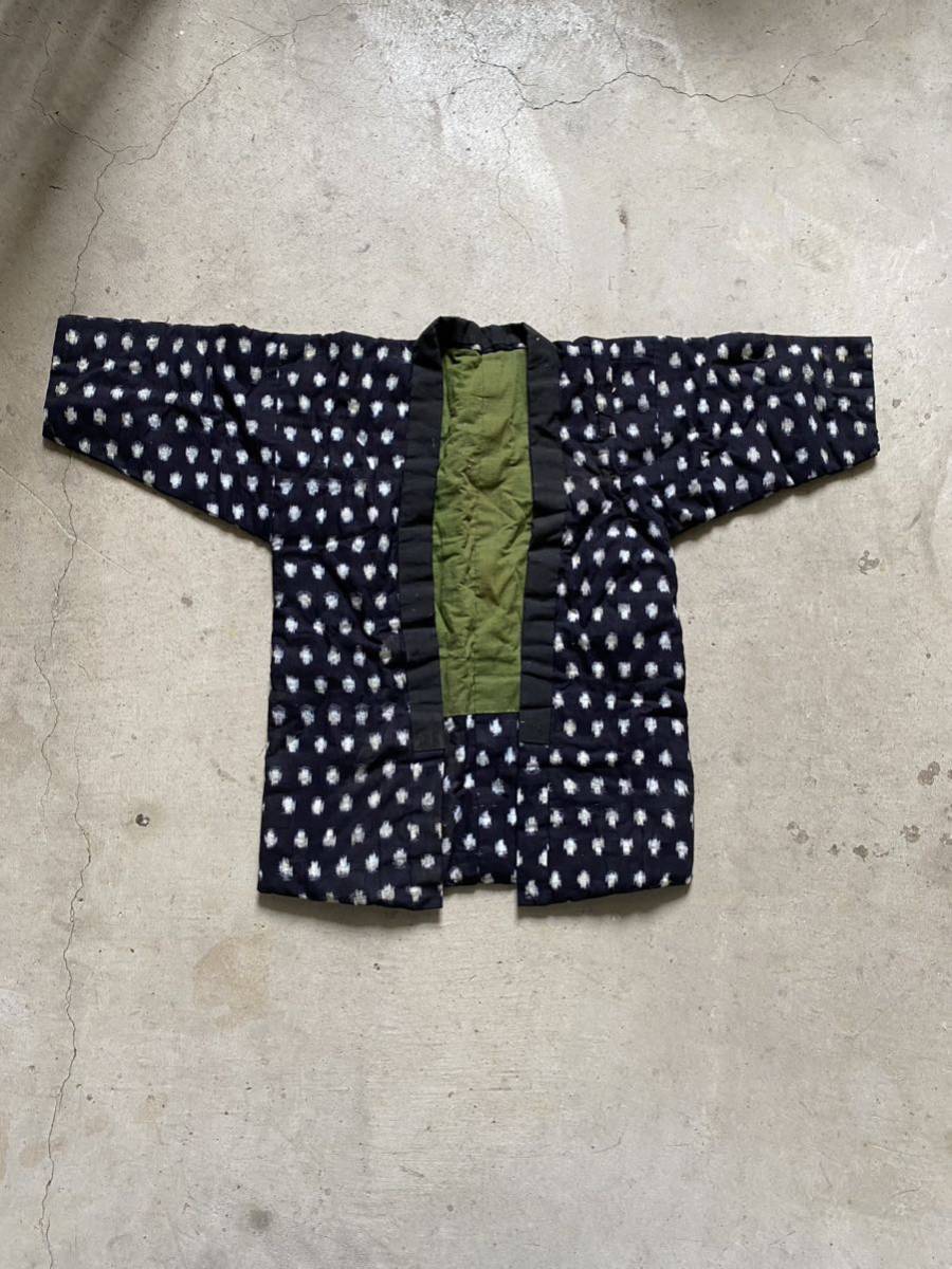古布 藍染 雪ん子 蚊絣 パッチワーク プルオーバー ブラウス シャツ