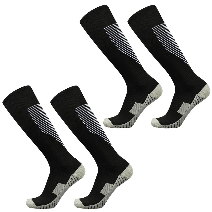  soccer socks ski socks snowboard sport socks sport thick pie ru braided impact reduction knee-high socks 2 pairs set child black 