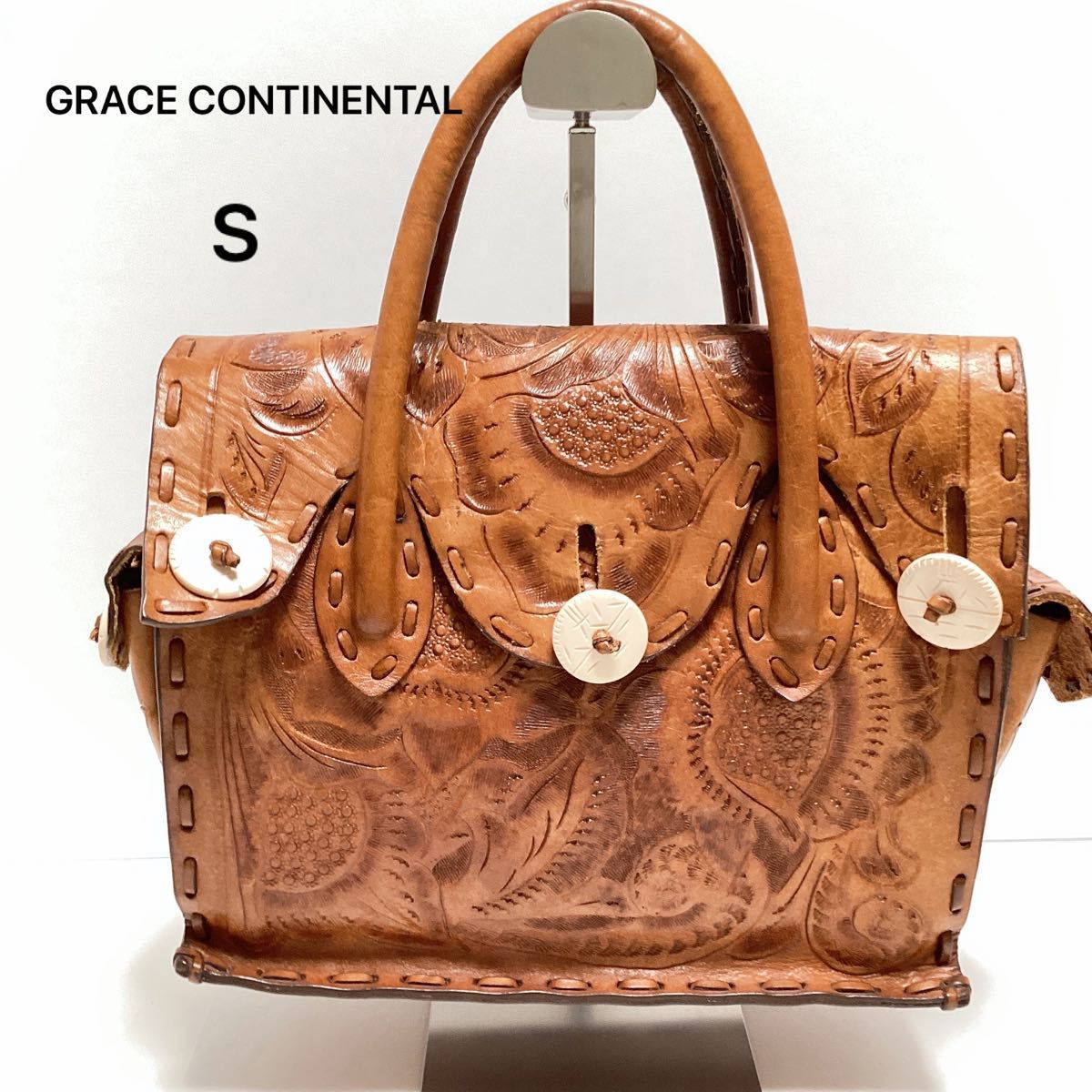 GRACE CONTINENTAL グレースコンチネンタル カービングバッグ ブラウン-