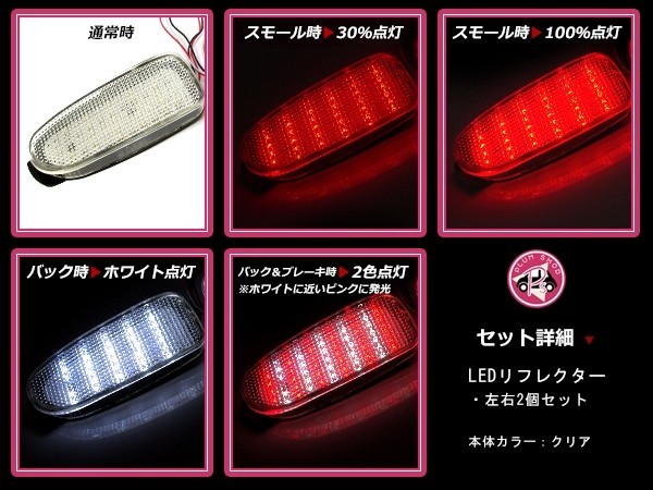 LEDリフレクター クリア エスティマ 30系 120発 左右セット リア 反射板 エアロ テールランプ ハイマウント_画像2