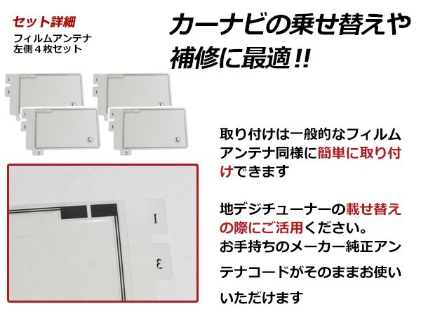 高感度 フィルムアンテナ カロッツェリア 楽ナビ AVIC-HRZ990 スクエア型 L 4枚 カーナビ 電波 エレメント 受信感度アップ_画像2