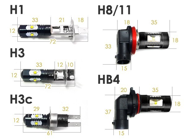 LEDフォグランプ タント L375S、L385S LEDバルブ ホワイト 6000K相当 H8 25W SMD 2個セット 交換用_画像3