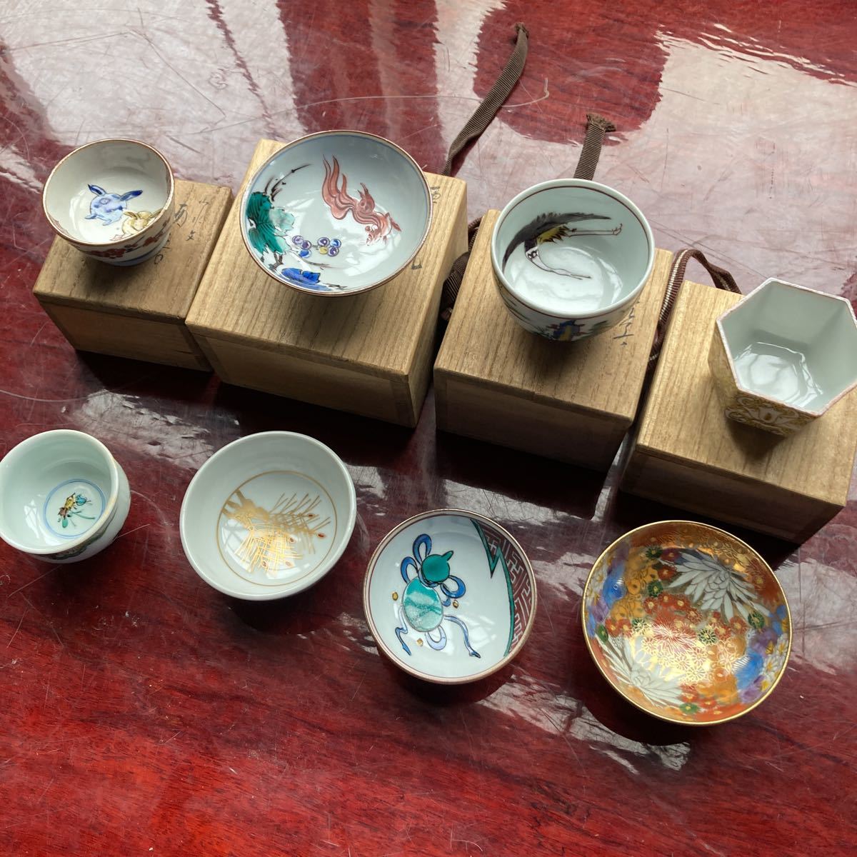 代購代標第一品牌-樂淘letao-九谷焼盃酒器おちょこぐい呑木箱色絵