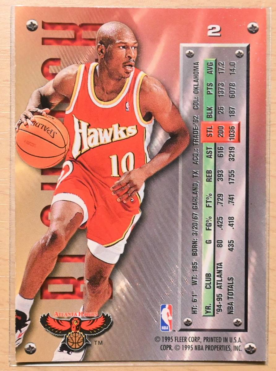 MOOKIE BLAYLOCK (ムーキー・ブレイロック) 1995 FLEER METAL '95-'96 トレーディングカード 2 【NBA,HAWKS,アトランタホークス】_画像2