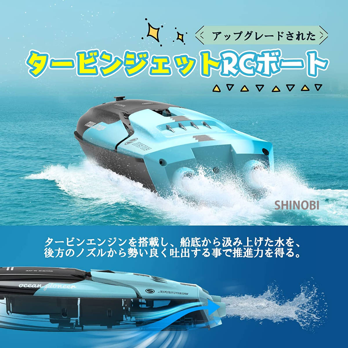 新版 RCボート ラジコンボート タービンモーター 2.4GHz無線操作 LEDライト デモモード 可変速20km/h 低電圧アラーム ワンキーで転覆回復 防水 船、ボート