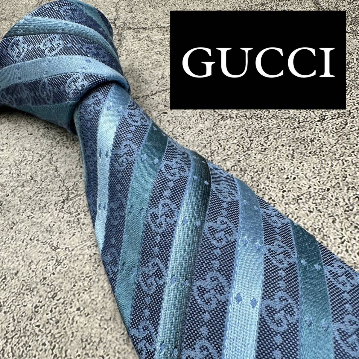 極美品 グッチ GUCCI ネクタイ ネイビー ドット GG 蜂 イタリア製 SILK