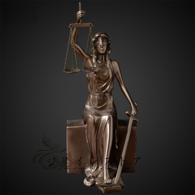 高級製品! 正義と力の象徴 正義の女神 ブックスタンド 彫刻 彫像 西洋 雑貨 オブジェ 置物 フィギュリン 銅 樹脂 ハンドメイド 手作り 2点_画像2
