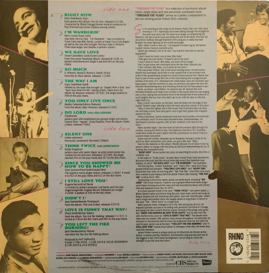 Jackie Wilson【US盤 Soul LP】 Through The Years 　 (Rhino RNLP 70230) 1987年 / ジャッキー・ウィルソン_画像2