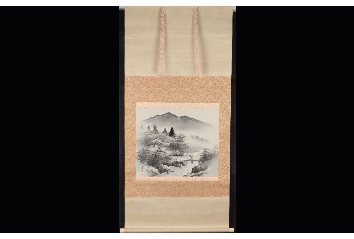 [ guarantee wistaria ] genuine work guarantee / free shipping / flat .. snow / water . landscape / also box /C-127( inspection ) hanging scroll / picture / Japanese picture / ukiyoe / paper ./ tea ./ old ./ water ink picture 
