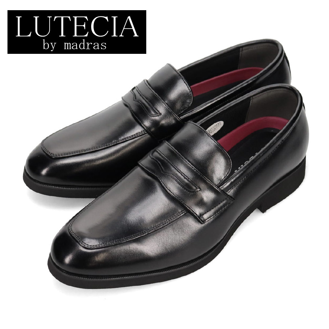 ▲ルーテシア LUTECIA 5E 軽量設計 ローファー ビジネスシューズ LU7803 メンズ 革靴 ブラック 25.0cm (0910010675-bk-s250)