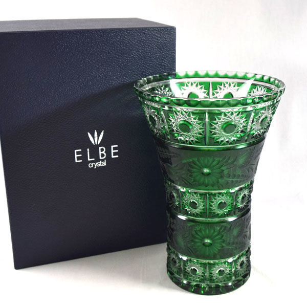 ☆ ELBE CRYSTAL 花器 エルベ マドライン 色被せクリスタル花瓶
