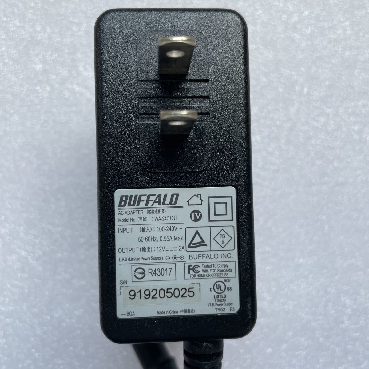 XL5964 BUFFALO AC adapter WA-24C12U 12V 2A electrification verification settled postage 520 jpy 