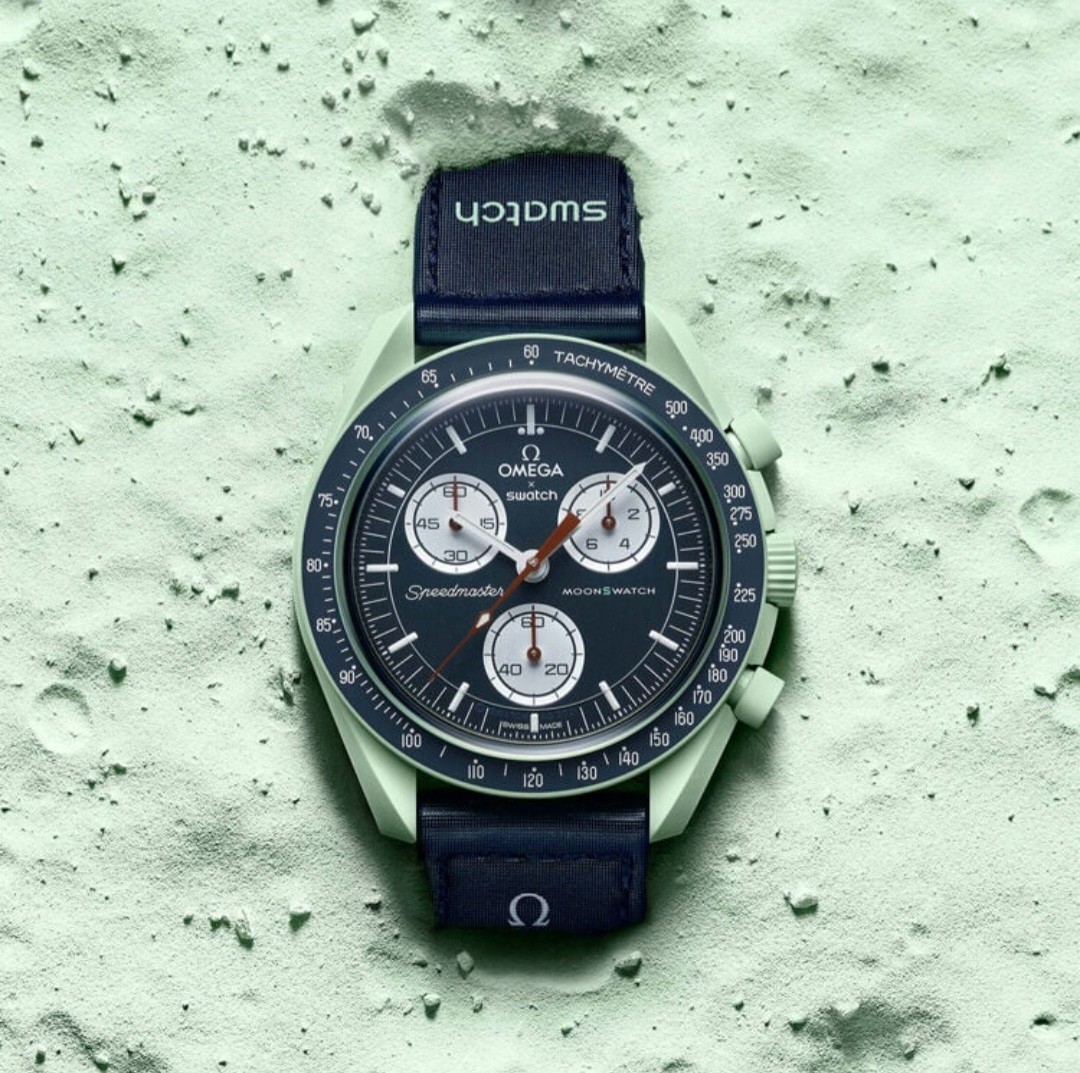 新品 未使用 SWATCH OMEGA コラボ グリーン ネイビー スウォッチ