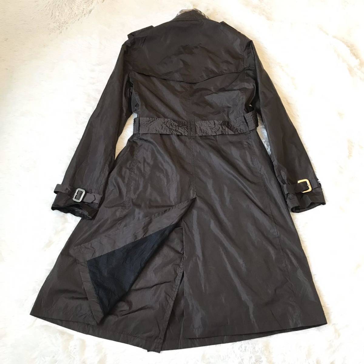BURBERRY LONDON トレンチコート 42 ダークブラウン ナイロン UK10 は