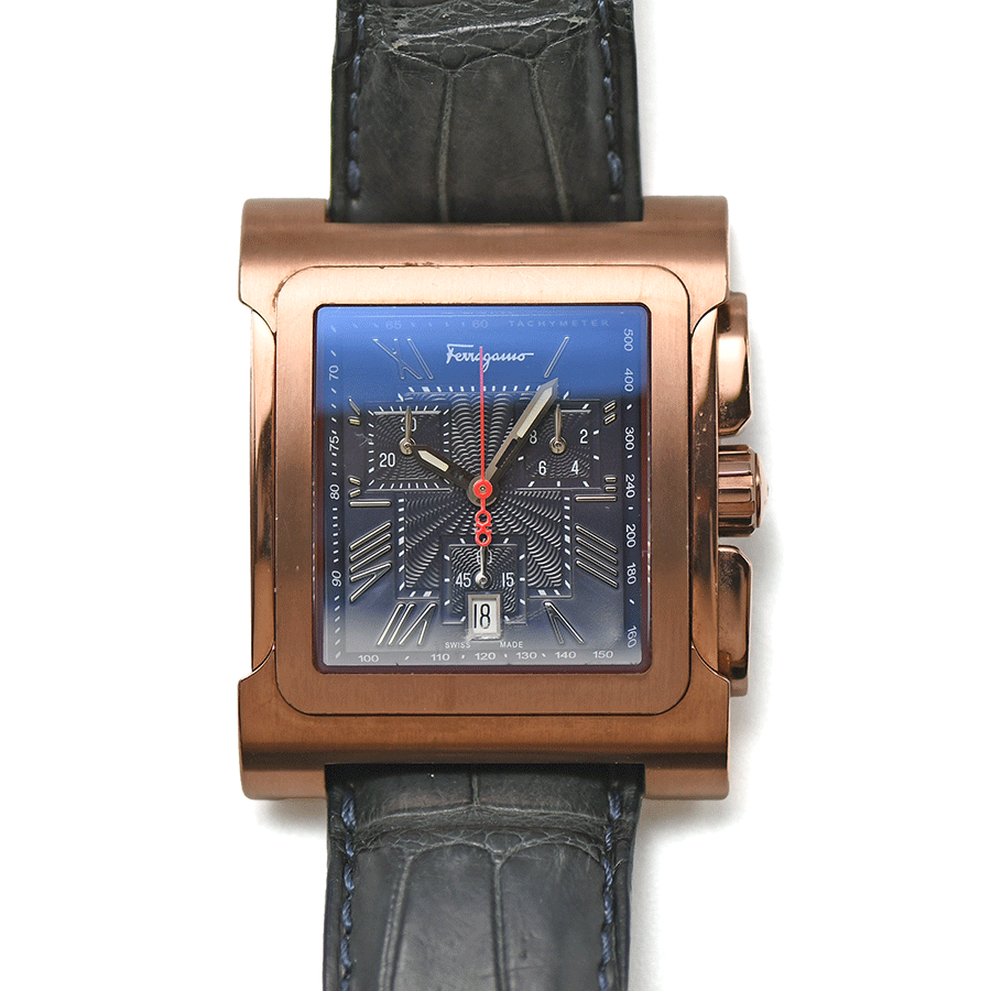 サルヴァトーレ フェラガモ Salvatore Ferragamo パラージオ クロノグラフ F58C クォーツ メンズ 紳士用 男性用 腕時計 中古