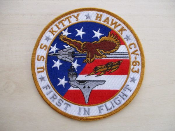 【送料無料】アメリカ海軍『KITTY HAWK CV-63』キティホークFIRST IN FLIGHT空母USSパッチ刺繍ワッペン/patch NAVY米海軍USN米軍CVN M76_画像1