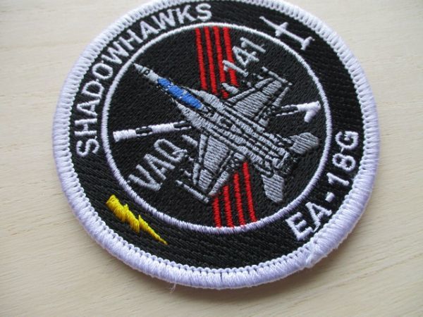 【送料無料】アメリカ海軍SHADOWHAWKSシャドーホークスEA-18Gグラウラ―VAQ-141パッチ刺繍ワッペン/patchネイビーNAVY米海軍USN米軍 M77_画像2