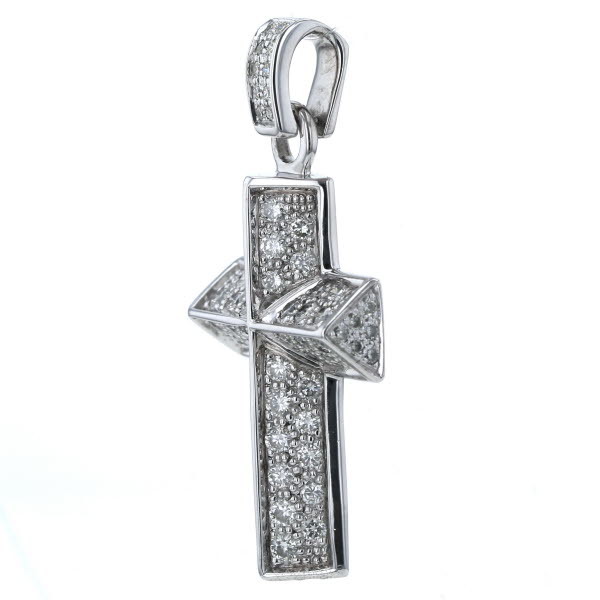 K18WG ホワイトゴールド ネックレストップ ダイヤモンド 2.03ct クロス