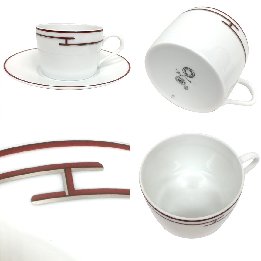 HERMES エルメス Rhythm リズム カップ＆ソーサー 2客セット ペア C/S 陶器 食器 未使用 aq7671_画像2