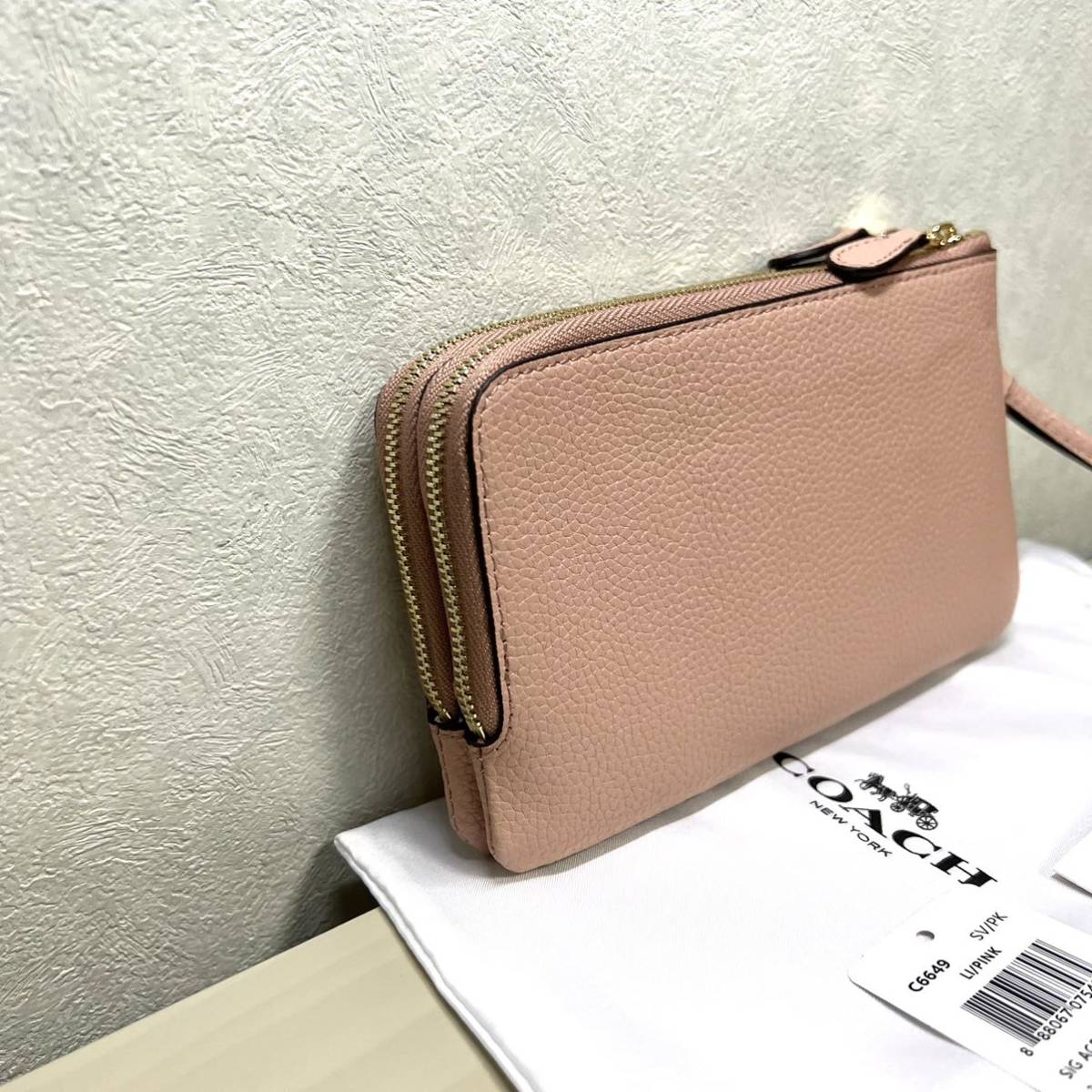 COACH コーチ　ポーチ　ダブルジップ　ピンク_画像5