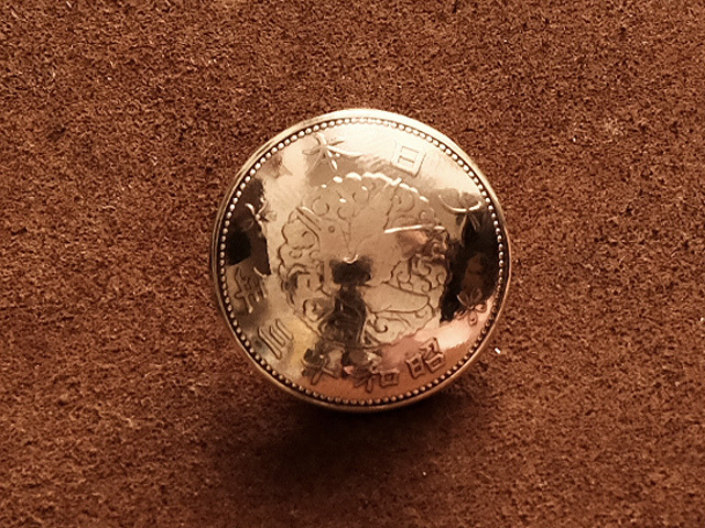 日本 1銭黄銅貨 コインコンチョ 23mm ヘアゴムブレスレット（カラス）小銭 バングル アンクレット メンズ レディース 一銭 鴉の画像2