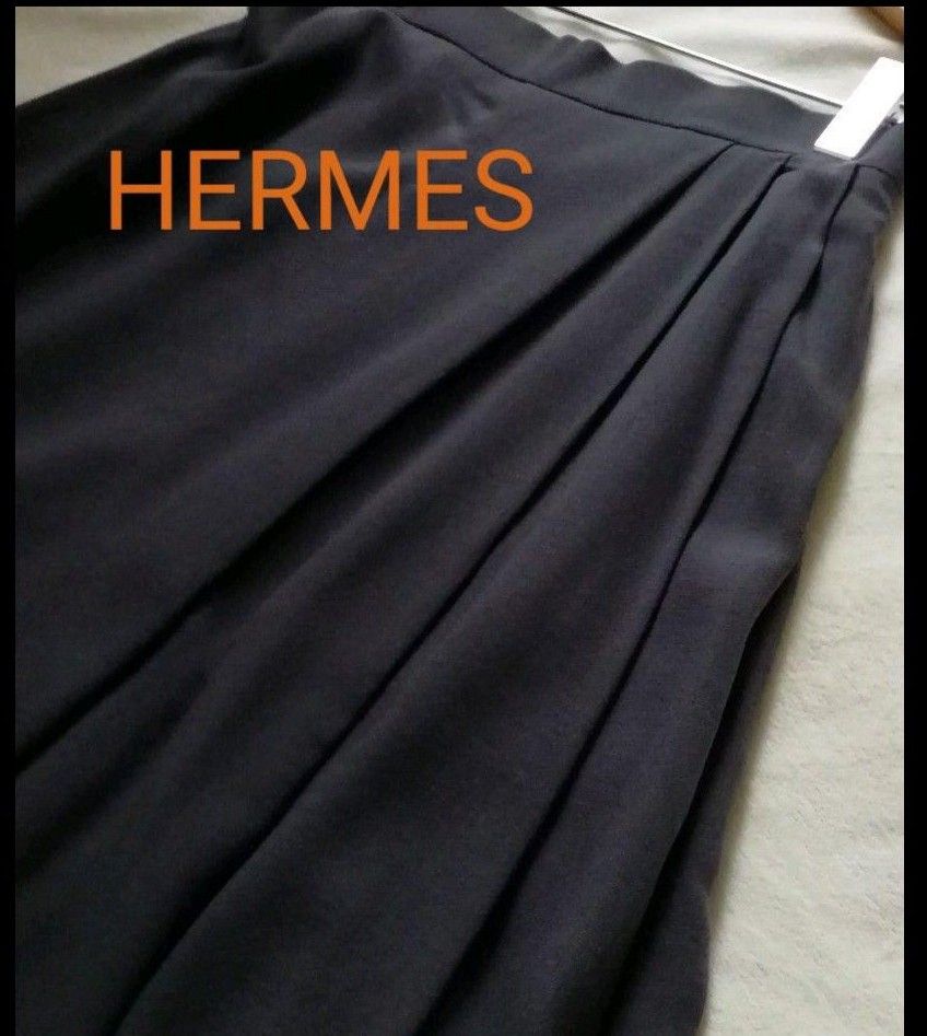 HERMES　エルメス　ランダムソフトプリーツスカート[40/Lサイズ相当]