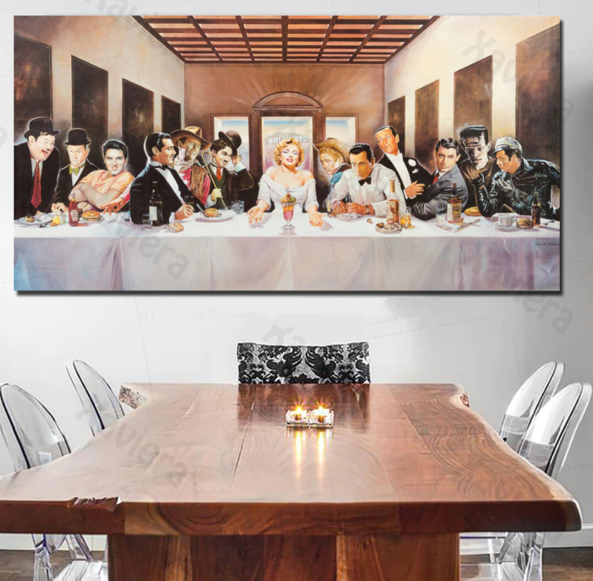 【最安保証】C667 マリリンモンロー　最後の晩餐　特大キャンバスアートポスター　50×100cm インテリア 枠なし　海外製　_画像1