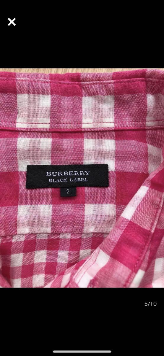 バーバリー Burberry ブラックレーベル メンズ 2サイズ ギンガムチェック 半袖シャツ_画像5