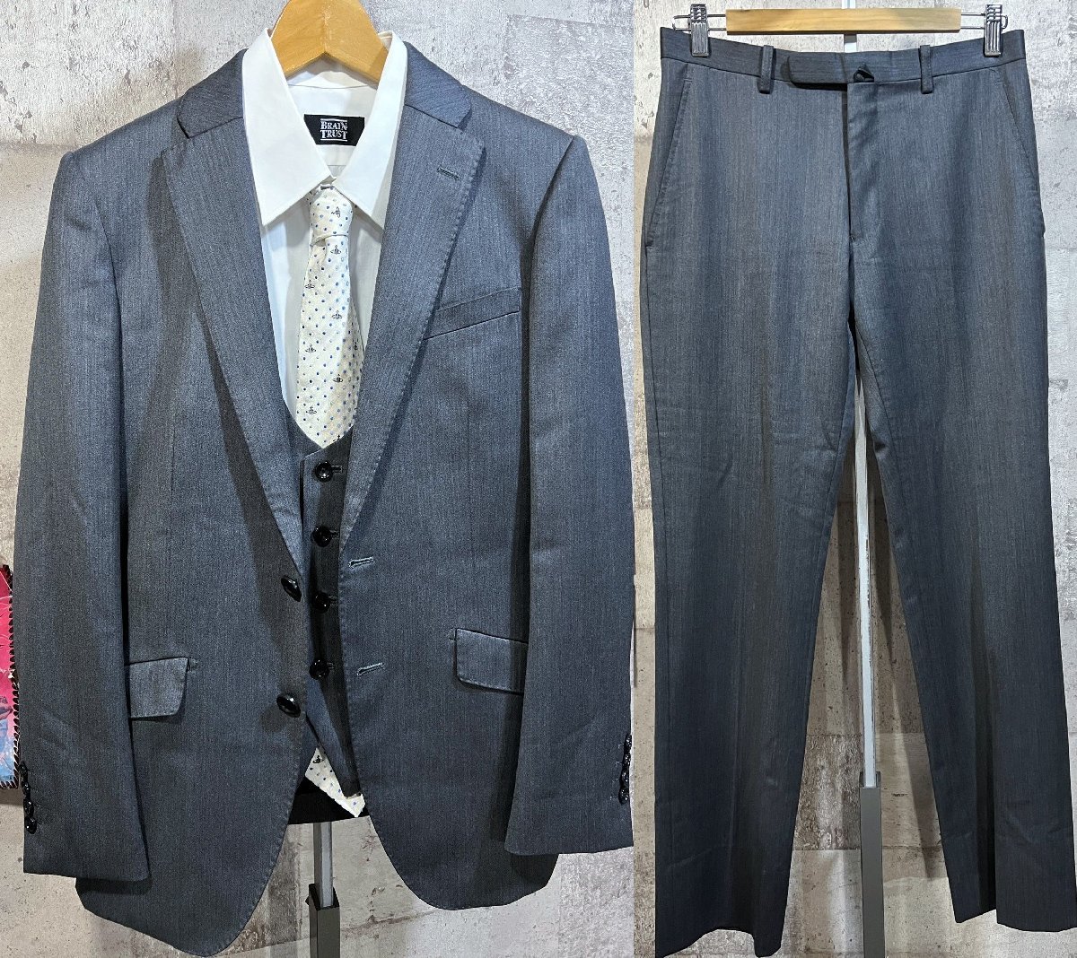 美品 Perfect Suit FActory collection model スリーピース スーツ Y5 170/W76/C90 メンズ 3ピース ベスト付き P.S.FAの画像1
