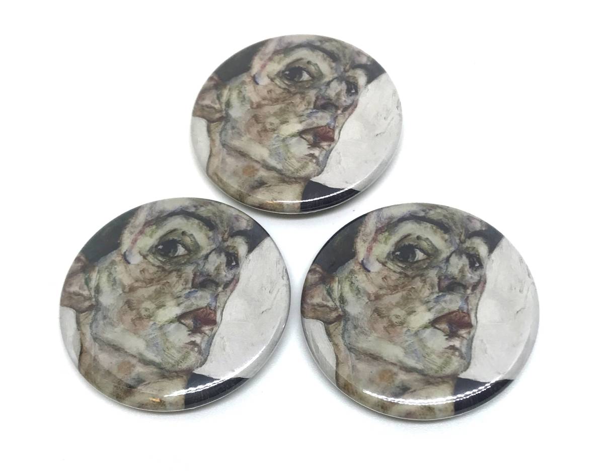 エゴン・シーレ　自画像　　缶バッジ　３個セット　名画　絵画　グッズ　エゴンシーレ 　PINS　Button Badge　Egon Schiele_画像1