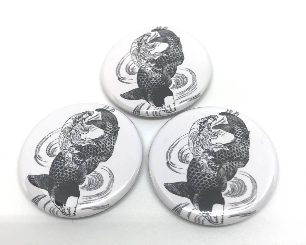 魚籃観音　葛飾北斎　缶バッジ　３個　セット　観音　グッズ　仏教 PINS　Button Badge　Buddhism　ART_画像1