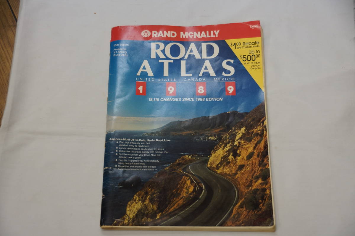 値下げしました。道路地図　アメリカ・カナダ・メキシコ　１９８９年　RAND McNALLY ROAD ATLAS_画像1