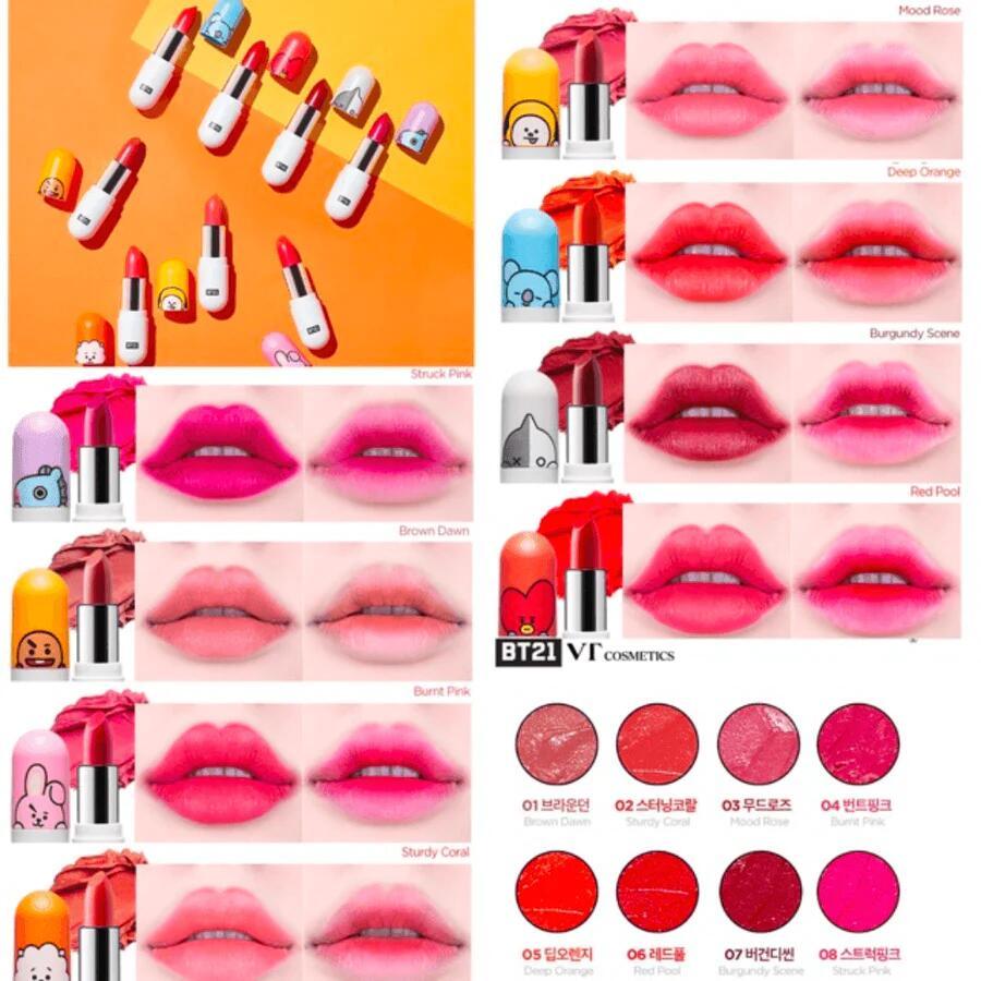 BTS collaboration VT BT21 × VT Cosmeticlipi- stick 3 pcs set 03m- draw z05 deep orange 07 bar gun ti Korea cosme 