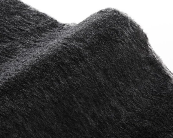 ラグ 140×200cm 色-ブラック /国産 日本製 フェイクファー 防ダニ 消臭 防炎 床暖房ホットカーペット対応