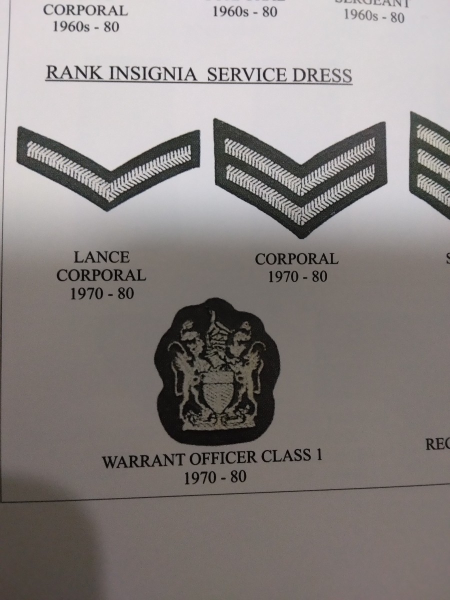 ローデシア軍グリーンドレス用階級章 Warrant Officer Class 1。1970～80 実物ビンテージ品　_画像4