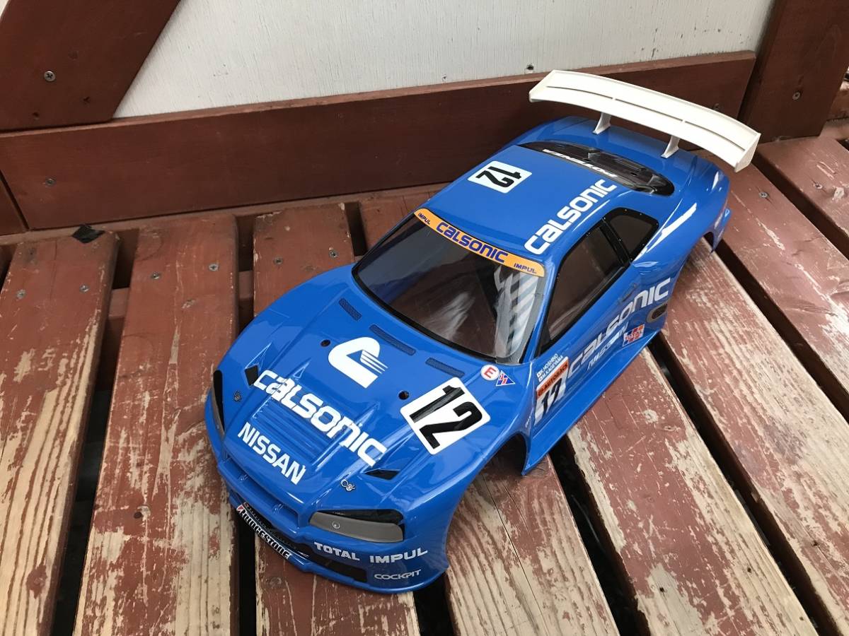 タミヤ 10 ラジコン ボディ R34 スカイライン GT-R カルソニック 中古