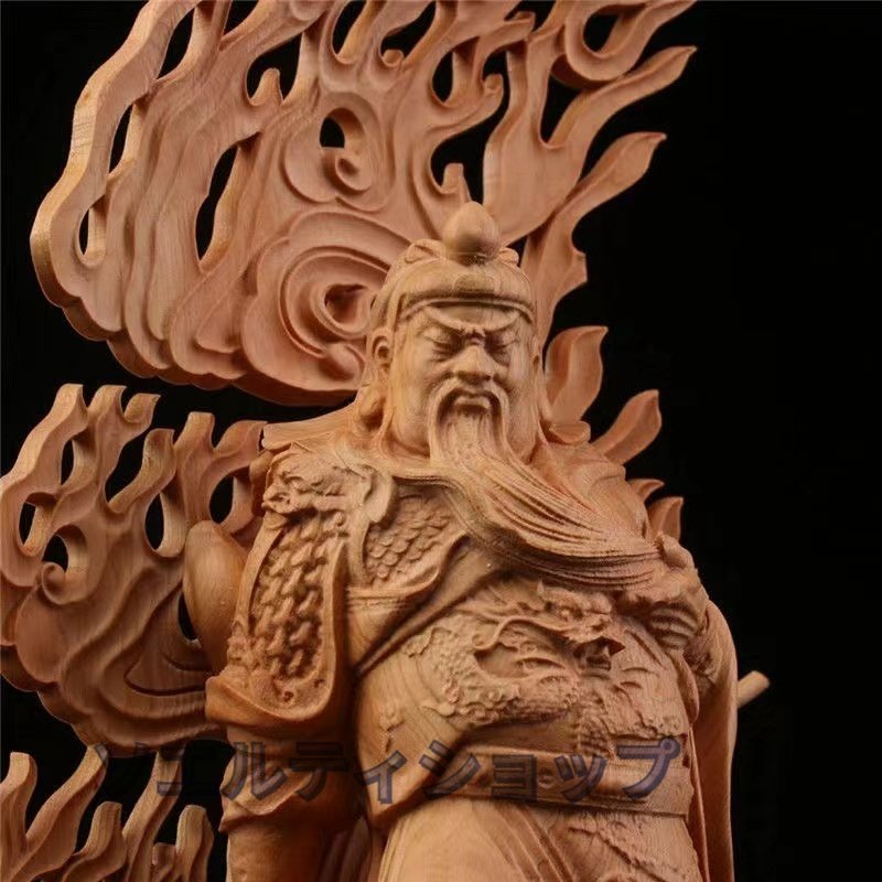 極上の木彫 関羽像 精密彫刻 武財神 木彫仏像 美術品 仏教工芸 高さ約28cm_画像4