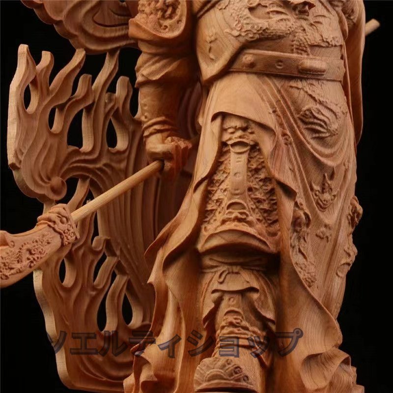 極上の木彫 関羽像 精密彫刻 武財神 木彫仏像 美術品 仏教工芸 高さ約28cm_画像5