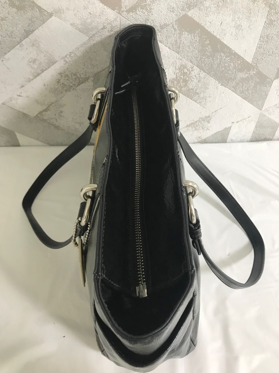 【美品】COACH コーチ F17127 ハンドバッグ トート ショルダー 黒 COACH シグネチャー オプアート