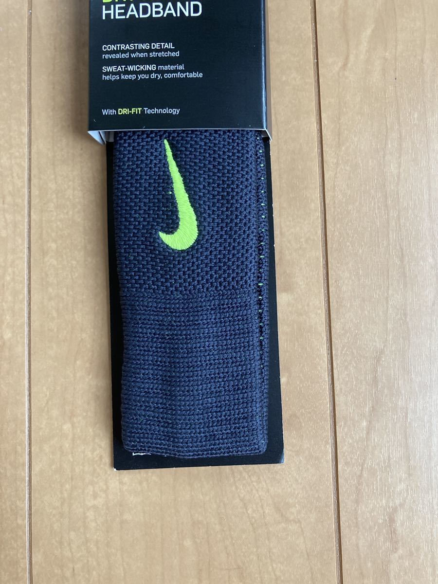 ナイキヘアバンド ドライリビールヘッドバンドNIKE ブラック　イエロー