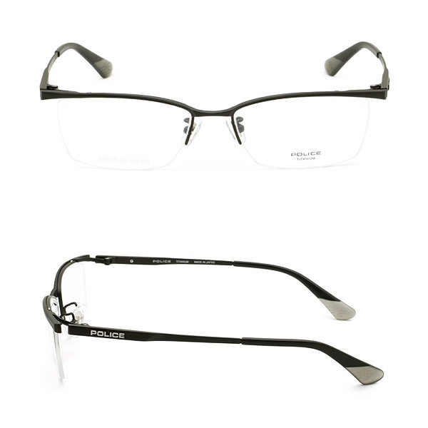 ポリス メガネ 眼鏡 フレーム のみ VPLL52J-0531 ブラック ノーズパッド メンズ 国内正規品_画像2