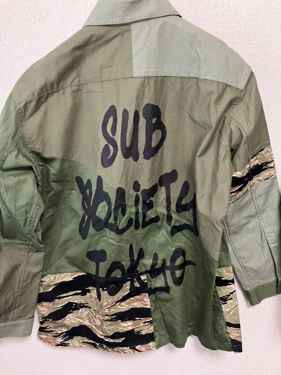 ファッションの Subciety サイズ XL LL ミリタリー 長袖シャツ カーキ