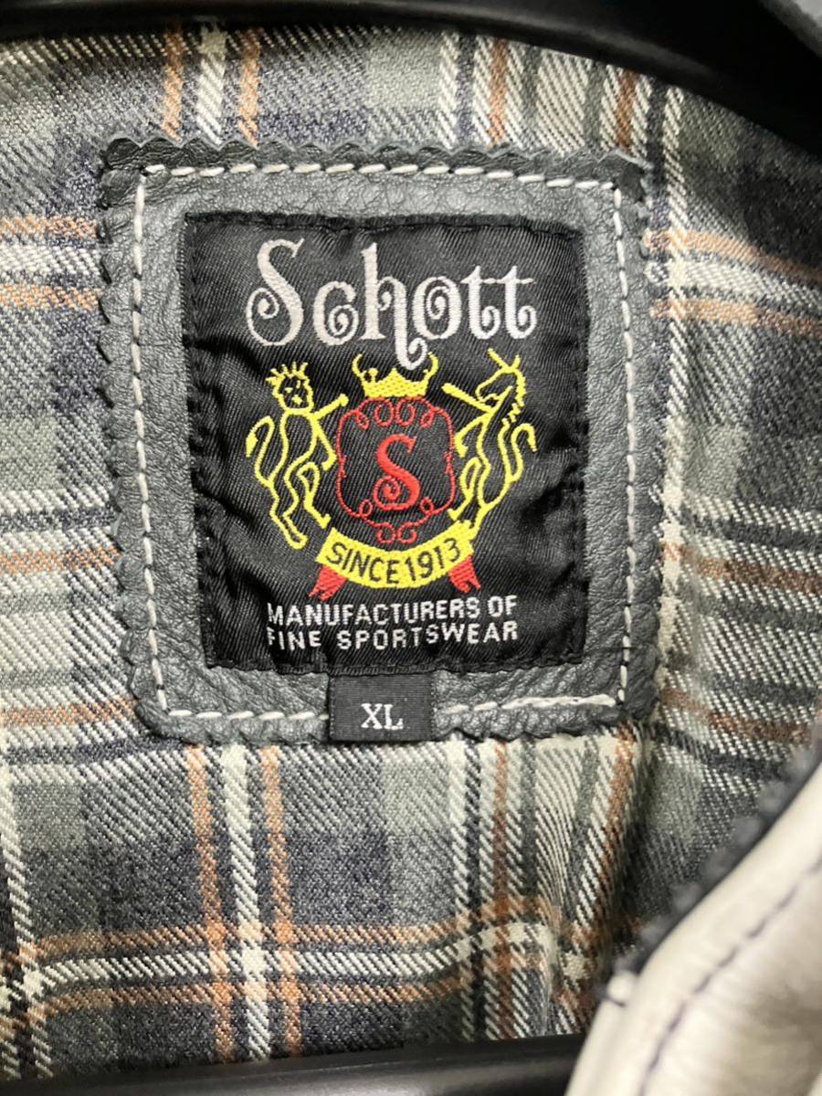 Schott ダブルライダース ブラック ダブル レザージャケット 革ジャン XLサイズ 本革 キルテッド パッド キルティング キルティッドパッド_画像2