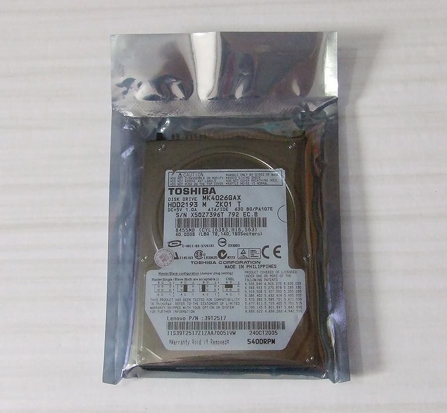 Toshiba MK4026GAX 40GB IDE 2,5 дюйма HDD
