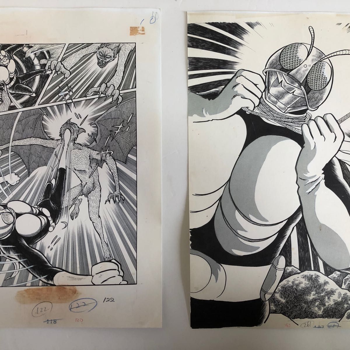 石森プロ 特撮 仮面ライダー 石ノ森章太郎 原画 レプリカ 複製 8枚セット売り 7
